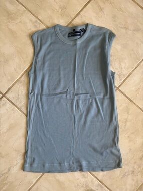 Point Zero Light Blue Sleeveless Ribbed Tank Top